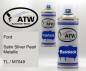 Preview: Ford, Satin Silver Pearl Metallic, TL / M7049: 400ml Sprühdose + 400ml Klarlack - Set, von ATW Autoteile West.